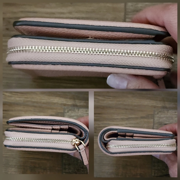 Tory Burch Thea Mini Pebbled Leather Bifold Wallet, Light Pink - Picture 10 of 11